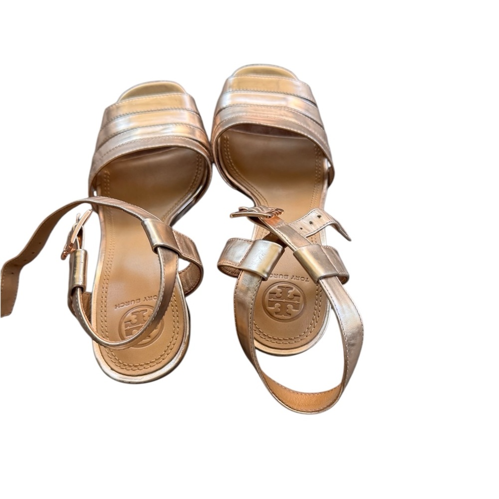 Tory Burch Metallic Strappy Heels Size 8.5 - Picture 5 of 16